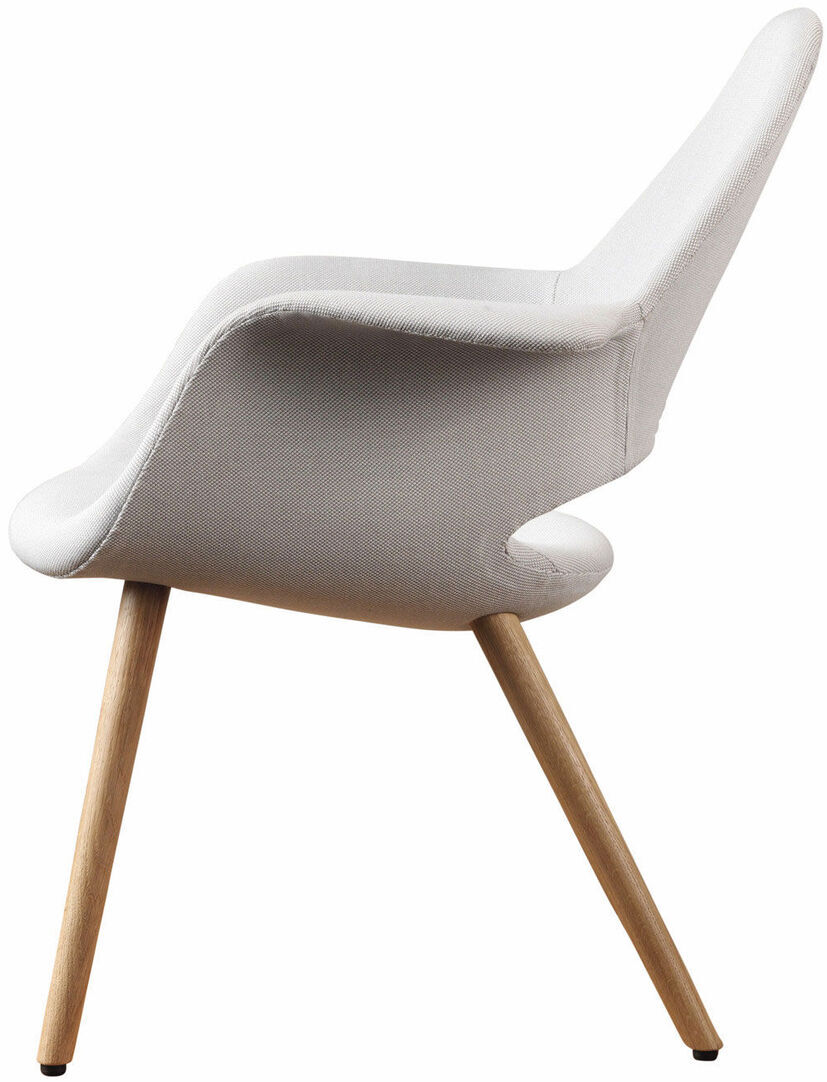 Designstuhl von Vitra, Modell »Organic Chair«, mit weißem Bezug und Holzbeinen.