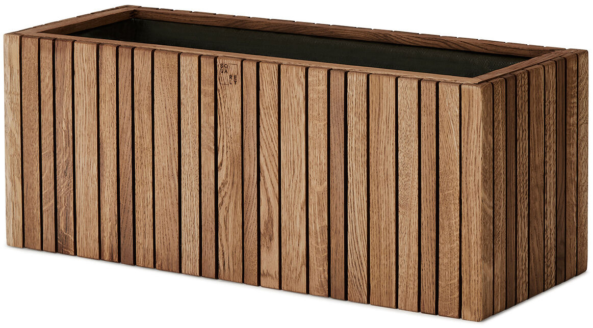 Rechteckiges Pflanzgefäß »GrowWIDE« mit Holzverkleidung in Braun- und Beigetönen, geeignet für den Innen- und Außenbereich, modernes Design.