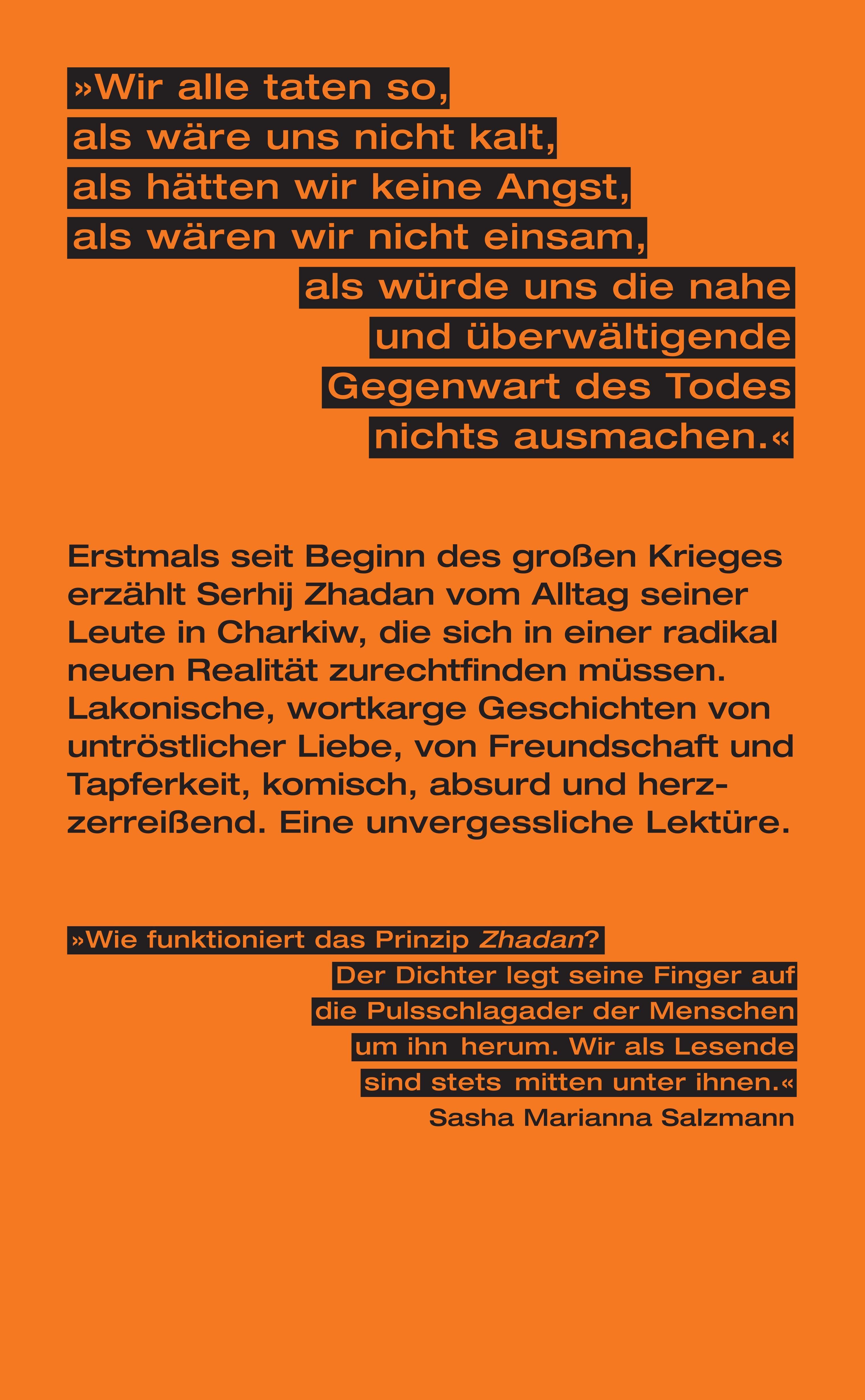 Rückansicht - Zhadan, S: Keiner wird um etwas bitten