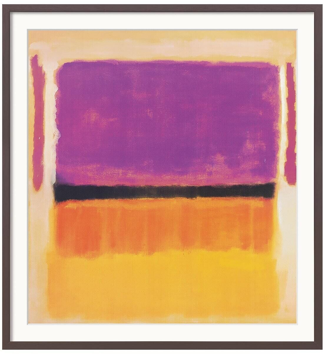 Ein abstraktes Gemälde von Mark Rothko aus dem Jahr 1949, mit dominierenden Farben Violett, Schwarz, Orange, Gelb, Weiß und Rot. Es zeigt rechteckige Farbfelder in einem minimalistischen Stil.