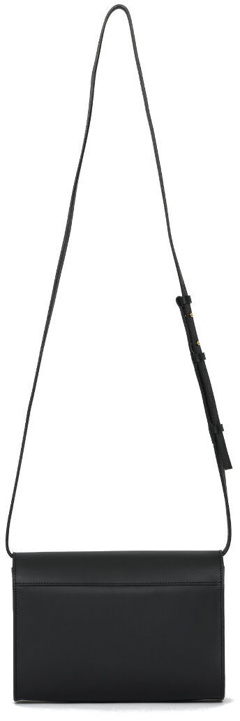 Schwarze Leder-Schultertasche der Zeit-Sonderedition »DIE ZEIT 3«. Minimalistisches Design, geeignet für Alltag und Arbeit.