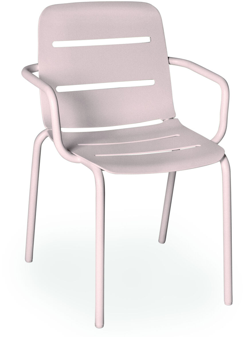 Ein moderner Sessel der Marke »VAPIO« in Weiß und Grau. Der Sessel hat eine ergonomische Form mit breiten Armlehnen und einem stabilen Metallrahmen. Geeignet für Wohn- und Arbeitsbereiche.