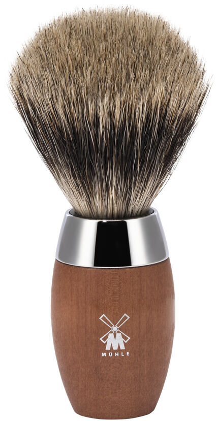 Ein hochwertiges Rasierset mit feinem Dachshaar und einem stilvollen Holzgriff, das mit einem Gillette Fusion kompatibel ist. Ideal für die traditionelle Nassrasur und Herrenpflege.