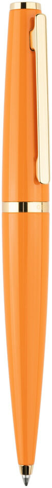 Dieser Kugelschreiber »Design06« in Orange hat ein elegantes Design mit goldenen Akzenten und einem Metallclip. Der Stift vereint hochwertiges Material mit professioneller Ästhetik und ist ein exzellentes Schreibgerät für Bürobedarf und Führungskräfte.