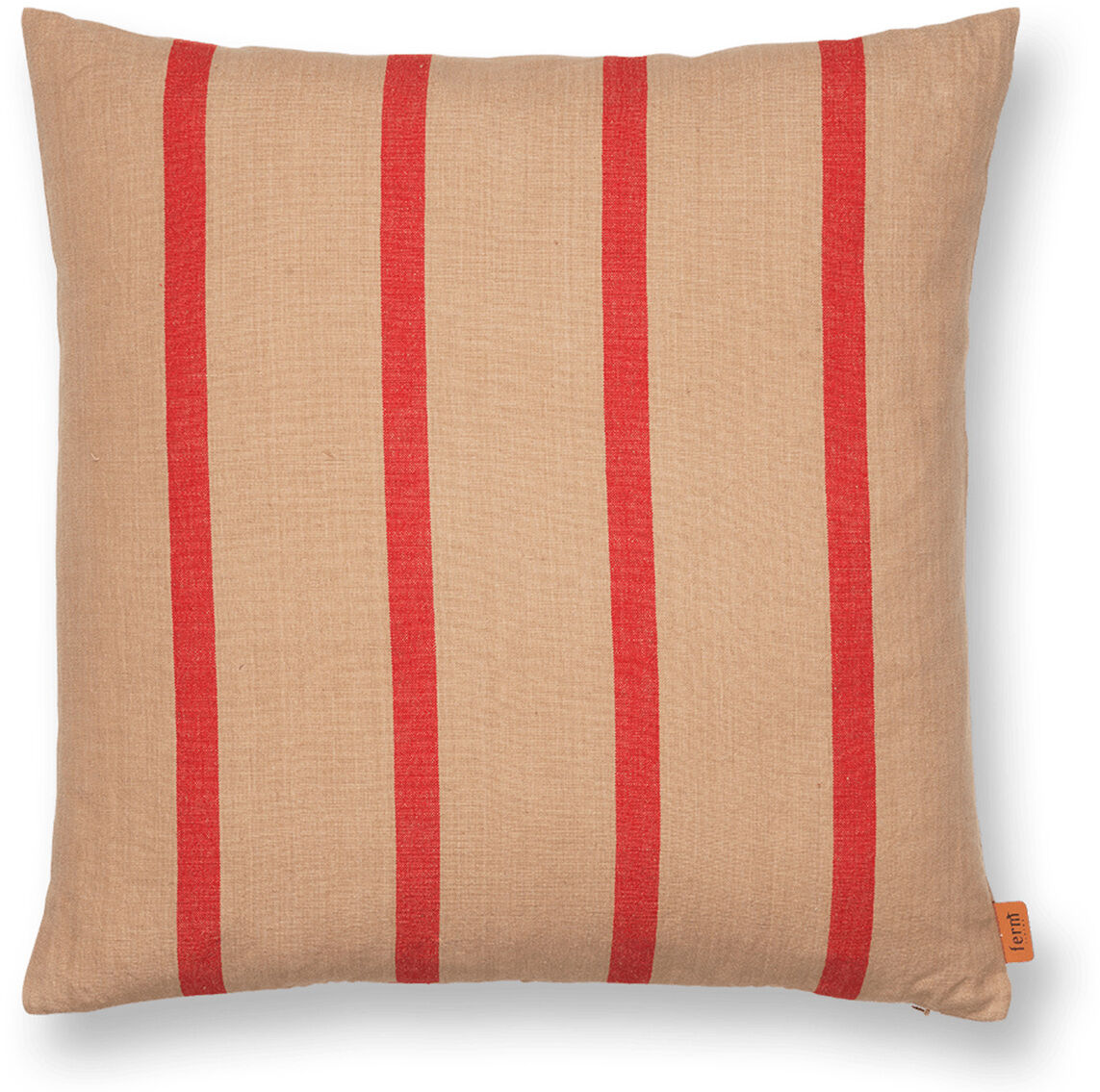 Kissen »Grand«, Baumwolle & Leinen, beige mit roten Streifen, quadratisch.
