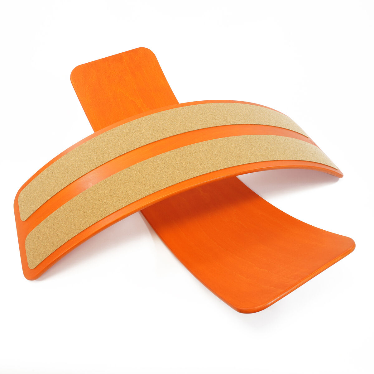 Balance Board das.Brett in pompejanisch rot. Das Board hat eine leicht gebogene Form und ist mit zwei beigen Streifen versehen. Es fördert die Balance und Beweglichkeit und ist für Kinder sowie Erwachsene geeignet.