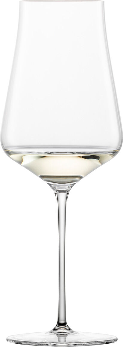 Ein edles Weißweinglas aus einem 2er-Set, perfekt für den Genuss von Weißwein. Es hat ein schlankes, modernes Design mit einem langen Stiel und einer leicht gewölbten Form.