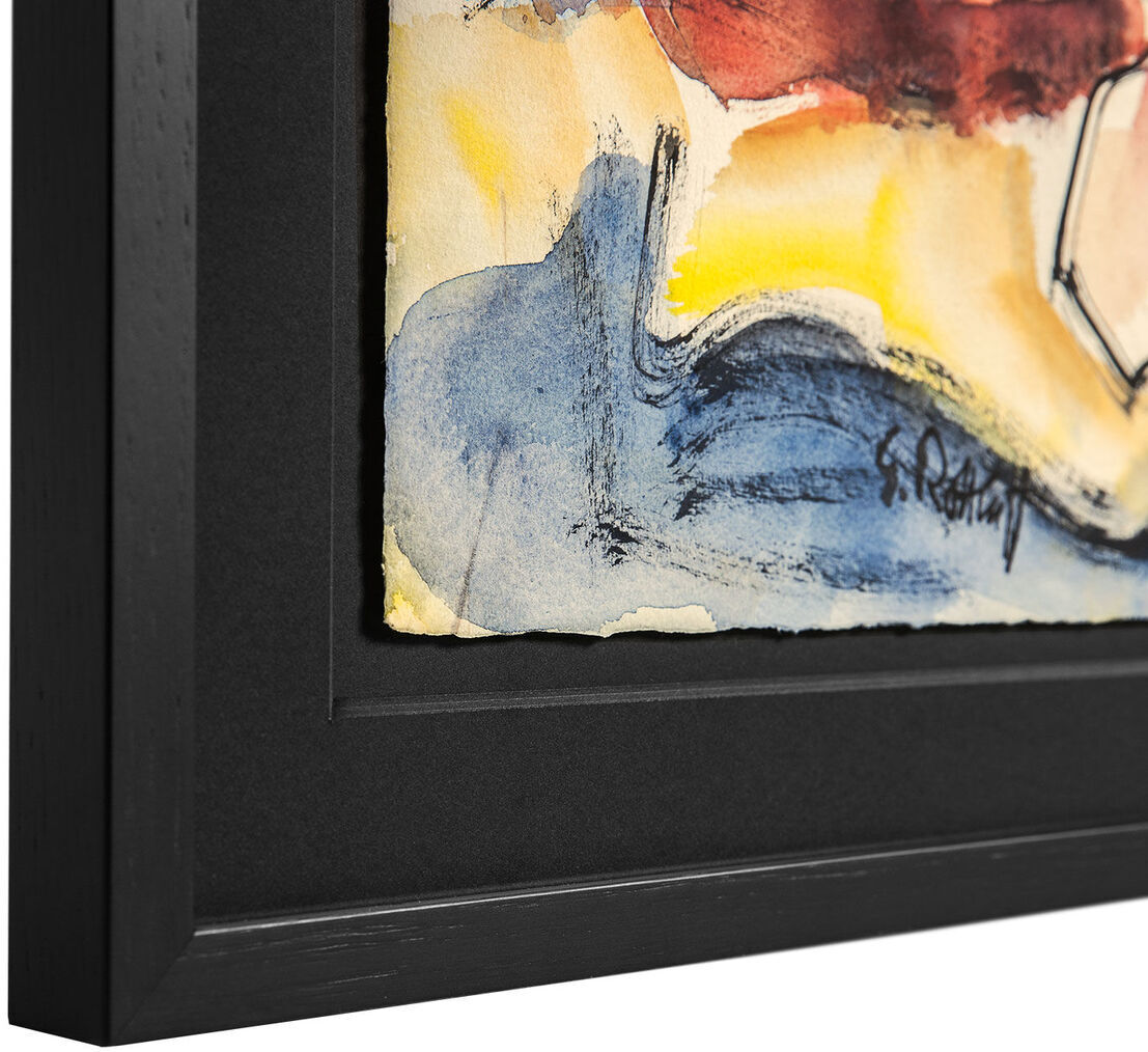 Karl Schmidt-Rottluff »Magnolienzweig«, 1969. Expressionistisches Kunstwerk mit kräftigen Pinselstrichen in den Farben Gelb, Rot, Blau und Schwarz, das einen Zweig von Magnolien darstellt.