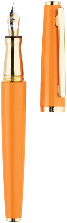 Ein eleganter Füllfederhalter in Orange der Serie Design06 mit goldenen Akzenten und einer abnehmbaren Kappe. Ideal für luxuriöse Schreiberlebnisse.