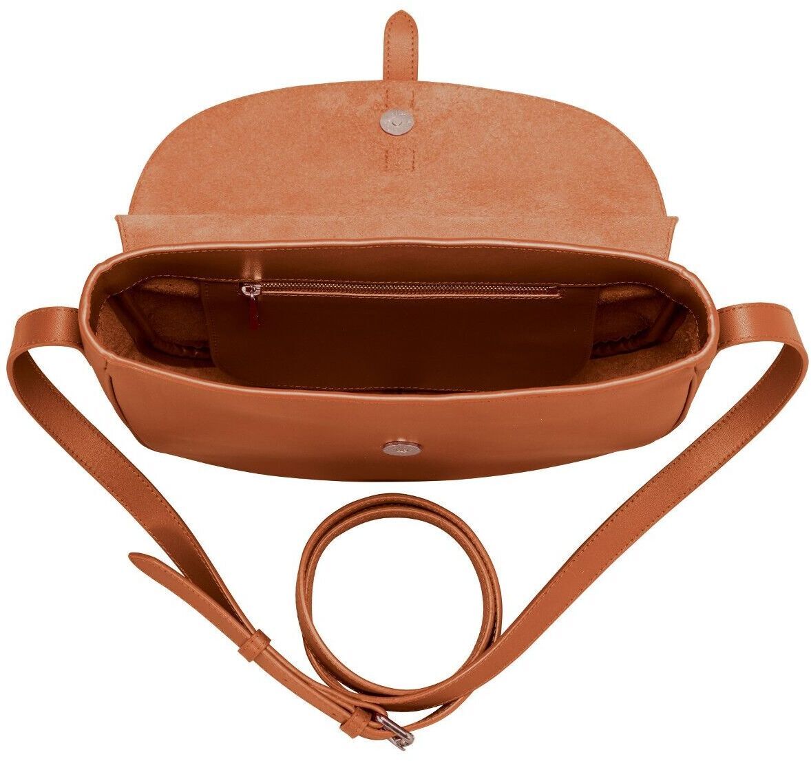 Braune Leder-Umhängetasche »Saddle Bag Femme« mit verstellbarem Riemen, offenen und geschlossenen Innenfächern und einer eleganten, klassischen Note.