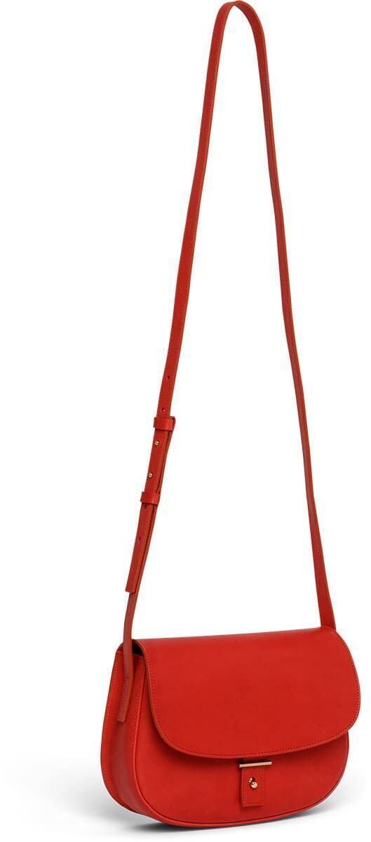 Rote Schultertasche aus Leder der ZEIT Sonderedition mit schlichtem und elegantem Design.