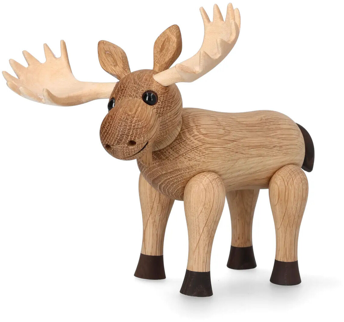 Die Holzfigur »Hirsch Harald« von Spring Copenhagen ist eine feine, naturgetreu gestaltete Figur aus hellem und dunklem Holz. Der Hirsch steht auf vier Beinen und hat detailreiche, helle Geweihstangen. Ideal als Deko für Wohnzimmer, Büro oder Kinderzimmer.