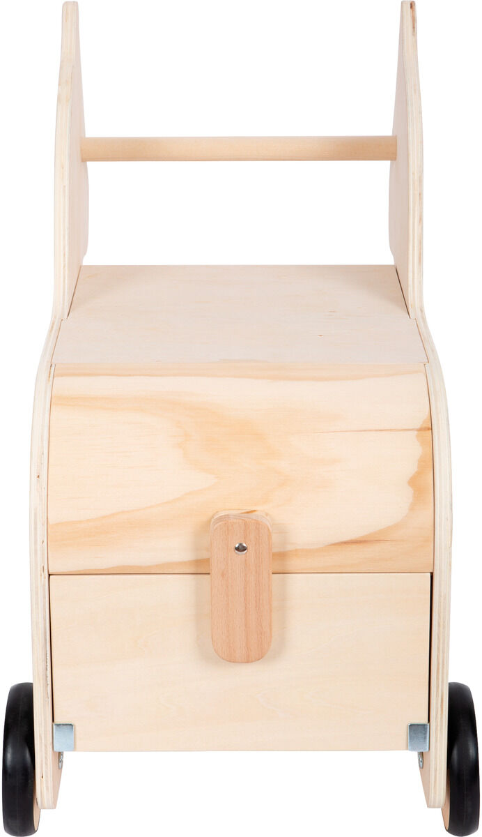 Spielzeugkiste mit Rollen in einem Zebra-Design aus Holz, geeignet für die Aufbewahrung von Kinderspielzeug, präsentiert auf einem weißen Hintergrund.