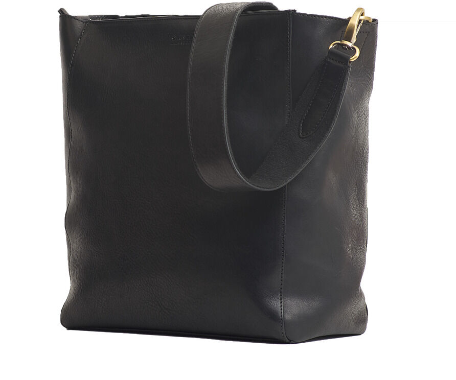 Schwarze Ledertasche »Sofia« mit einem goldenen Verschluss, modern und elegant im Design.
