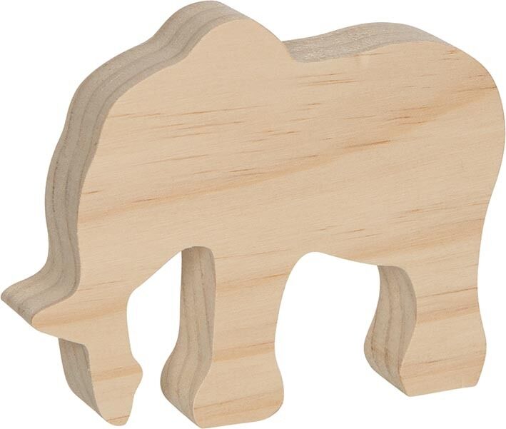 Ein unbehandeltes Holzspielzeug in Form eines Tieres, aus einem einzigen Stück Holz geschnitzt.