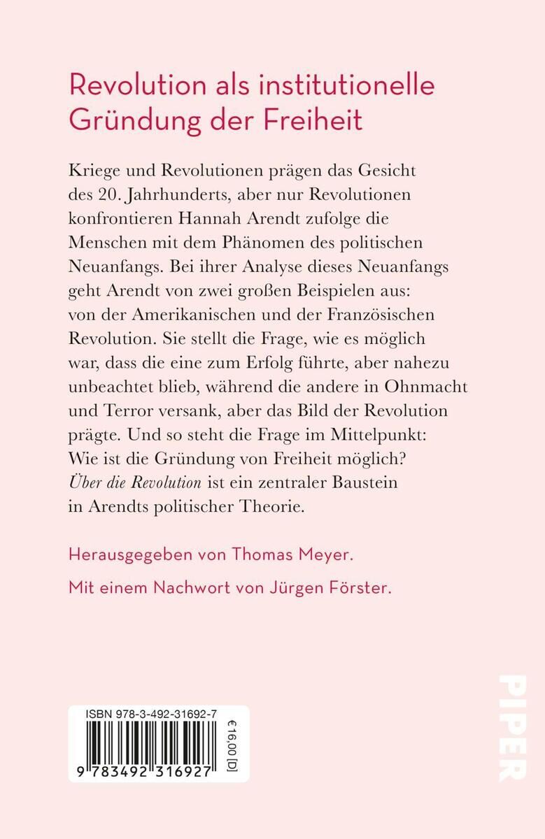 Rückansicht - Arendt, H: Über die Revolution
