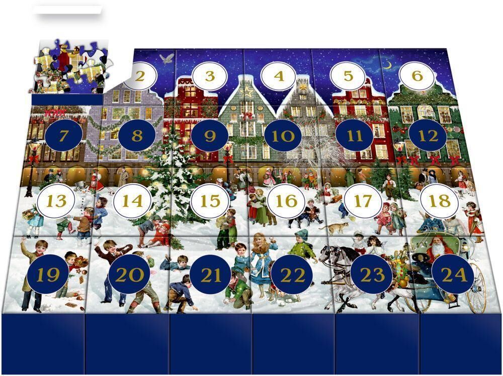 Innenansicht zu Puzzle-Adventskalender - Winterabend in der Stadt