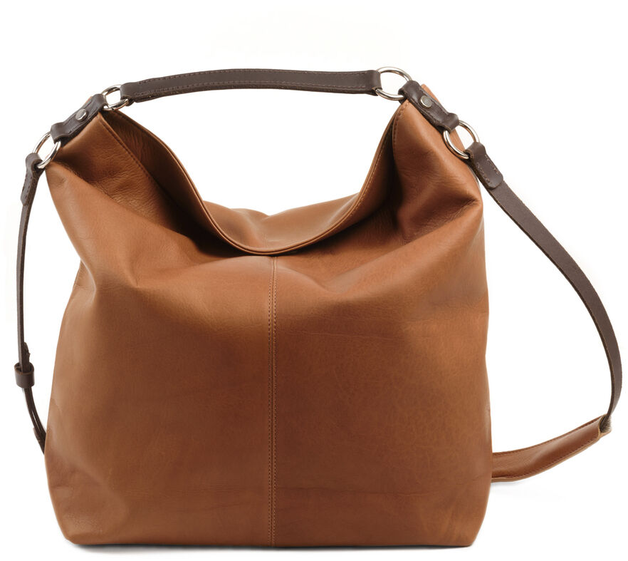 Die Beuteltasche »Chaza Pouch Upend« ist eine braune, geräumige Ledertasche mit einem verstellbaren Schulterriemen. Die Tasche hat ein minimalistisches und elegantes Design.