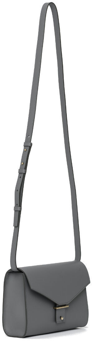 Graue Schultertasche in minimalistischer Optik mit verstellbarem Schulterriemen und Klappverschluss, Sonderedition von DIE ZEIT.