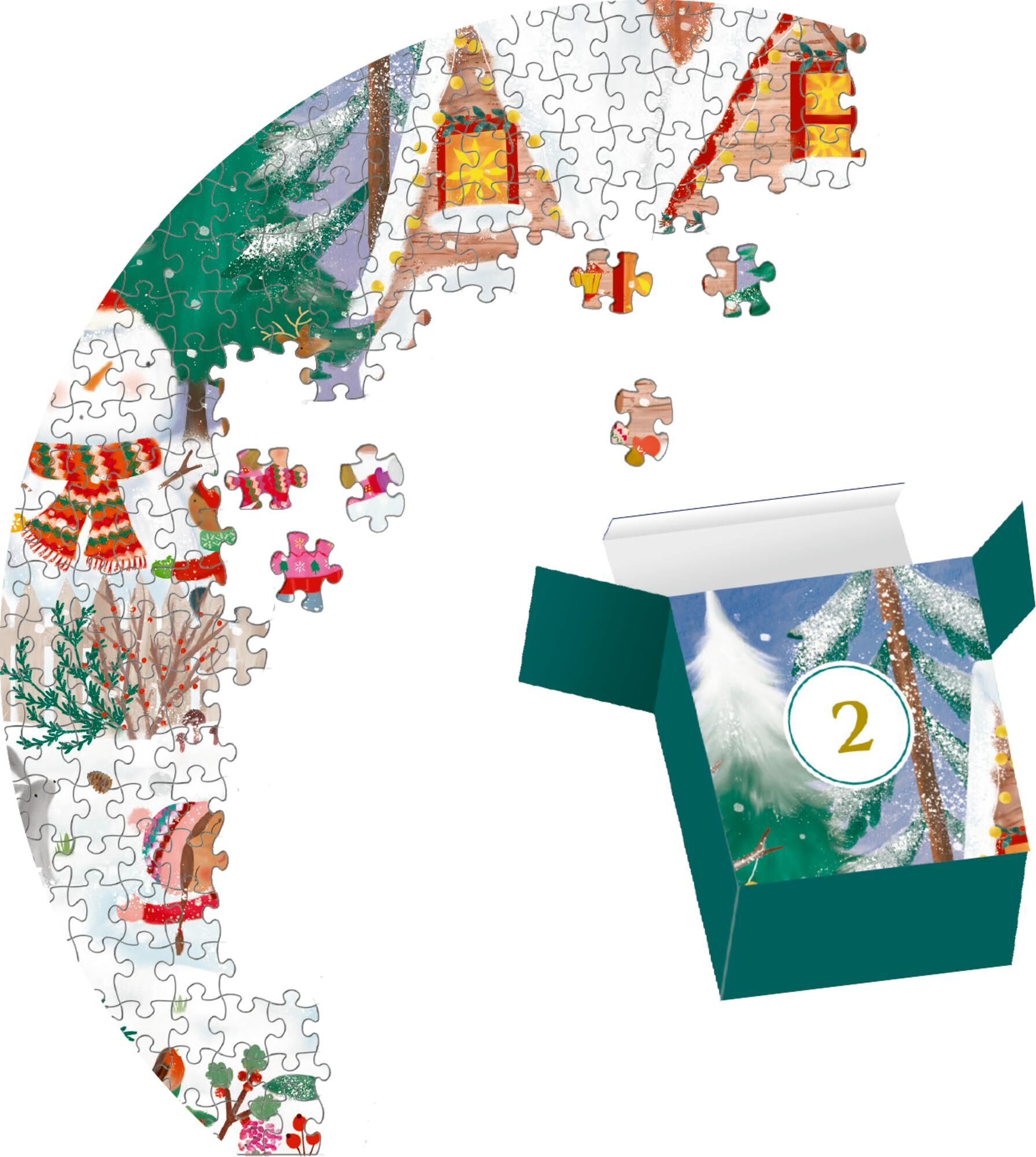Innenansicht zu Puzzle-Adventskalender - Fröhliche Winterzeit