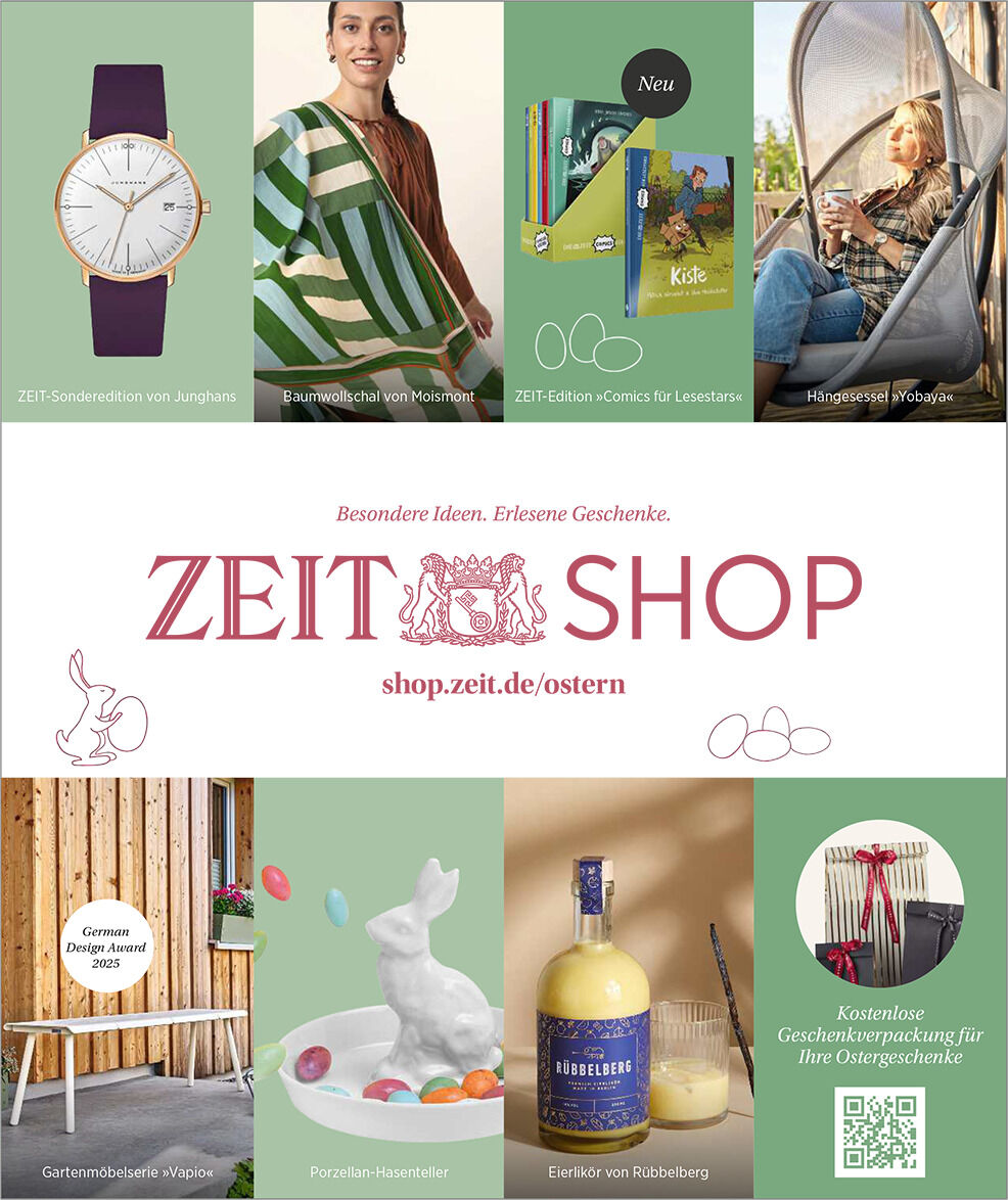Katalog mit Osterartikeln und Geschenkideen, darunter bunte Ostereier, dekorative Objekte und Bücher, präsentiert von einem Shop. Enthält frühlingshafte Farbtöne wie Grün, Weiß, Rosa, Braun und Blau.