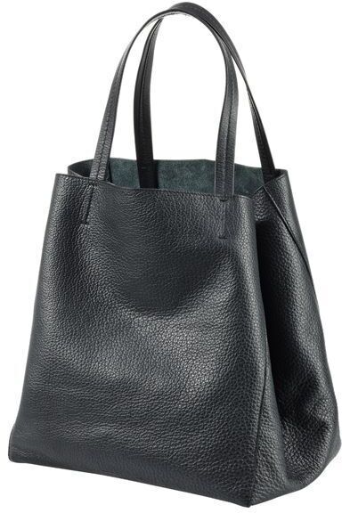 Eine elegante schwarze Lederhandtasche mit langen Henkeln, die sich für den Alltag und besondere Anlässe gleichermaßen eignet.