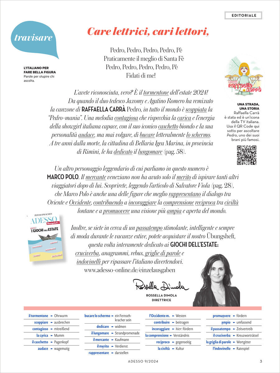 Abbildung einer Seite des Adesso Magazins Ausgabe 09/2024. Oben steht das Editorial mit einer Begrüßung an die Leser und Leserinnen. Darunter befinden sich verschiedene Absätze, Illustrationen und Bilder. Die Seite enthält eine Mischung aus Text, Fotos und Grafiken, die typischen Magazinstil wiederspiegeln. Farblich dominieren Weiß, Blau, Rot, Schwarz und Gelb.