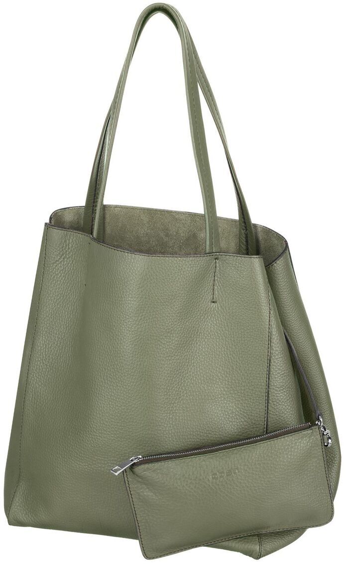 Grüne ZEIT-Tasche »Cep« aus Leder mit zwei Henkeln und einer kleinen Reißverschlusstasche. Die Tasche ist modern und geräumig, ideal für den Alltag.