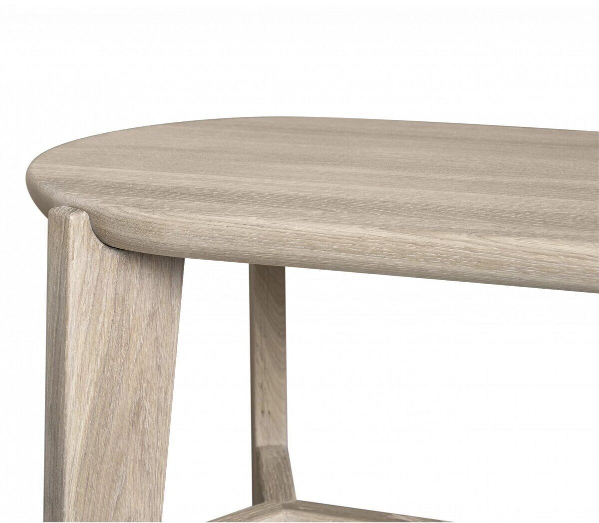 Abgebildet ist eine minimalistische Sitzbank aus hellem Massivholz im skandinavischen Design. Die Bank besitzt abgerundete Kanten und klare Linien, was ihr ein modernes und zeitloses Erscheinungsbild verleiht. Geeignet für Esszimmer, Wohnzimmer oder Flur.
