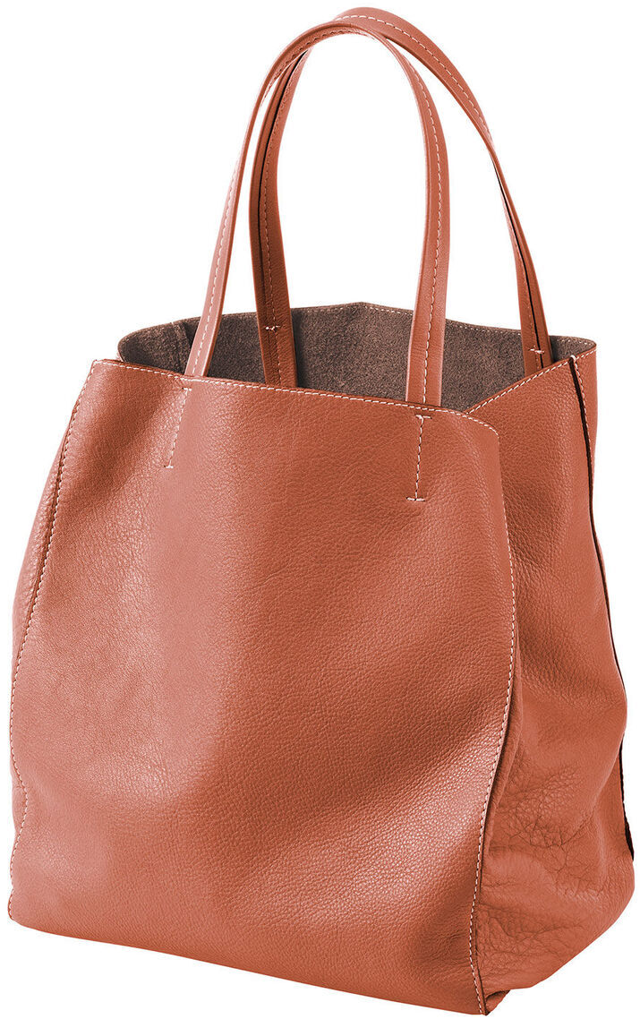 Bild einer braunen Ledertasche namens ZEIT-Tasche »Cep« mit zwei Griffen.