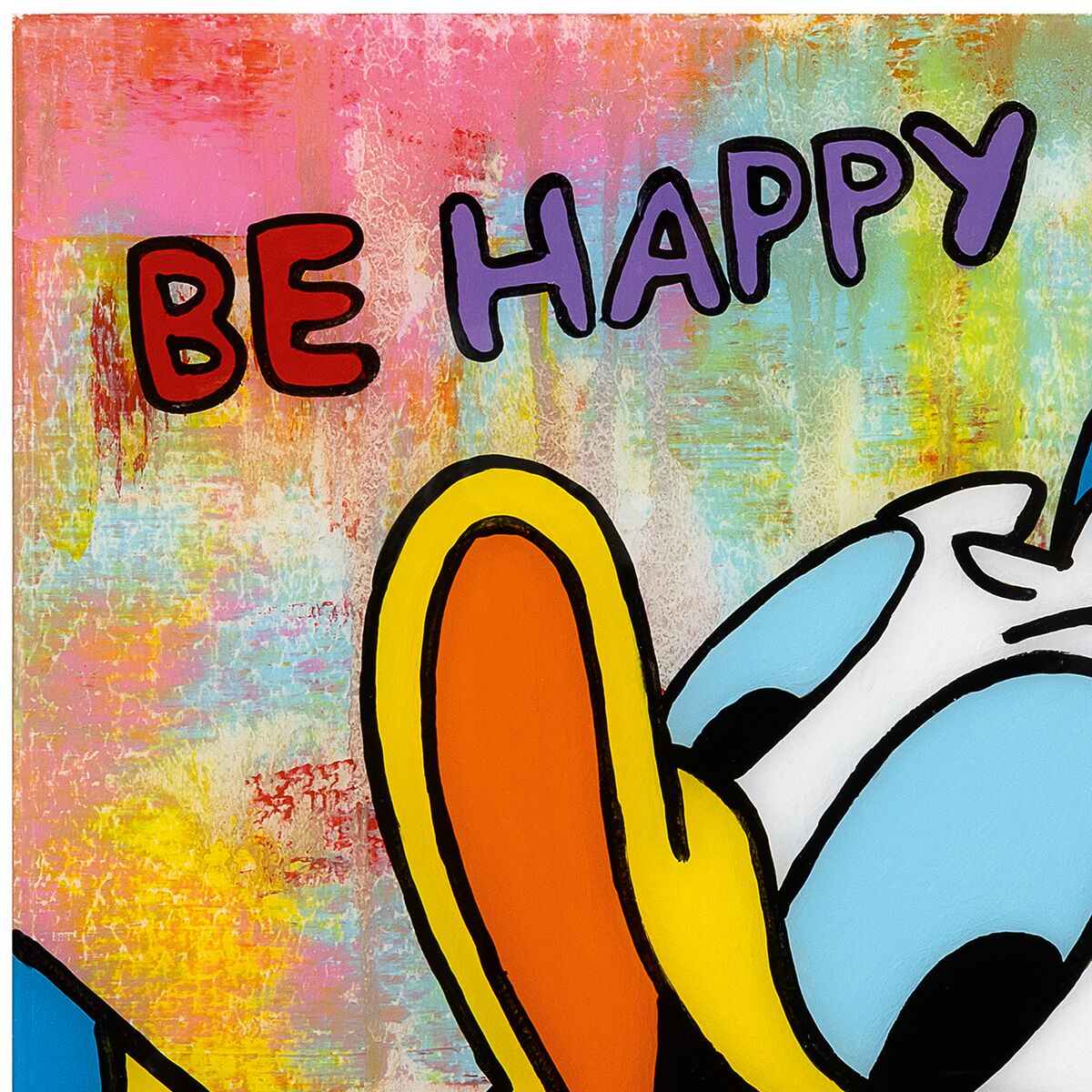 Quadratischer Kunstdruck (40x40 cm) mit lebendigen, knalligen Farben und beliebten Comicfiguren im Pop-Art-Stil auf Aluminiumplatte. Die jungen, dynamischen Motive wirken plakativ und kraftvoll. Das hochwertige Werk ist signiert, nummeriert und wird mit Echtheitszertifikat geliefert.