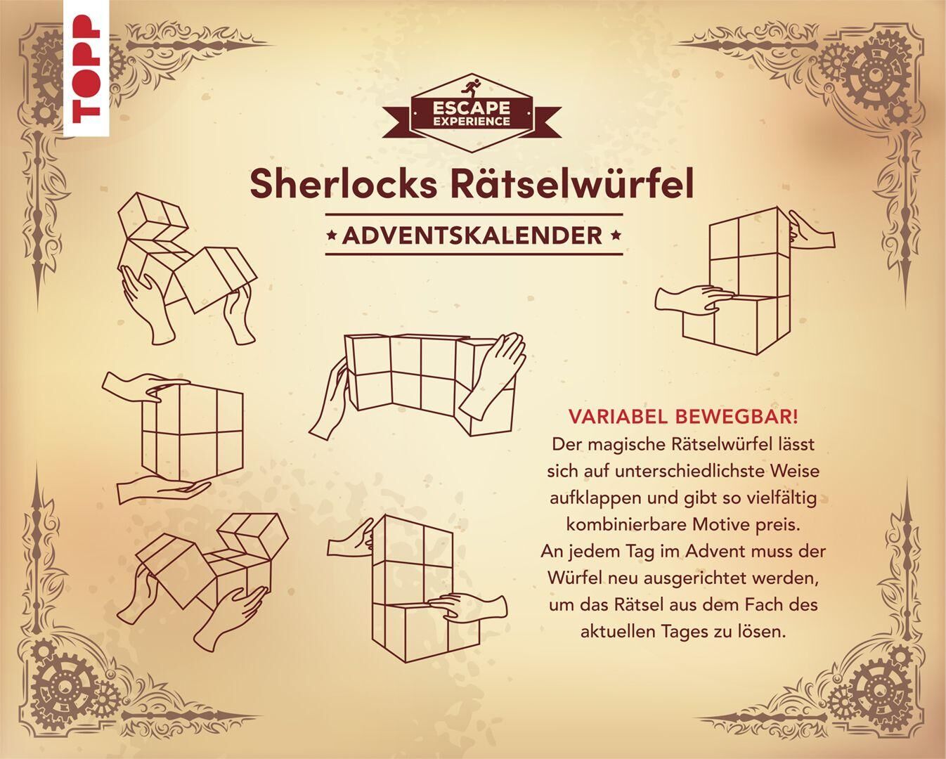 Innenansicht zu Escape Experience Adventskalender - Der magische Rätselwürfel: Sherlock Holmes und das mysteriöse Geschenk