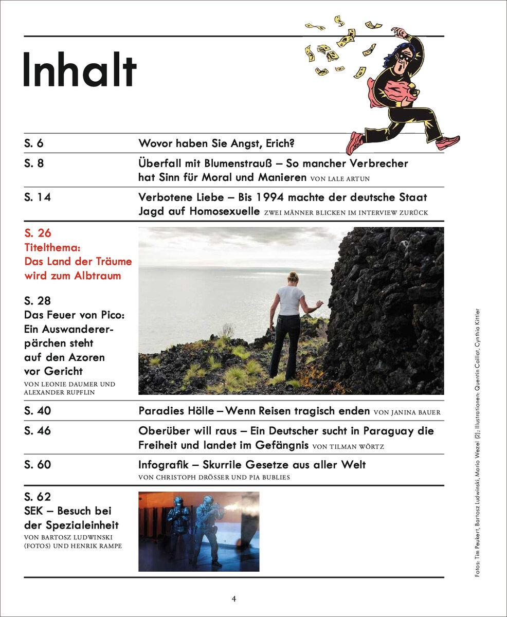 Titelseite des Magazins ZEIT VERBRECHEN 27/24. Die Inhalte umfassen verschiedene Artikel über Kriminalität und Reportagen.