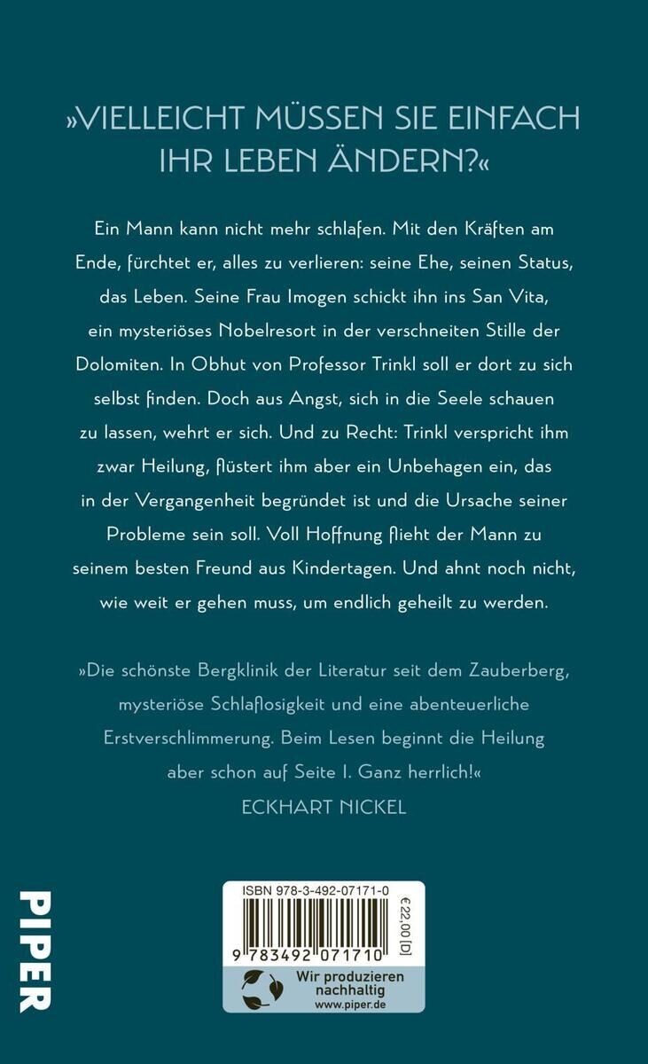 Das Bild zeigt das Buch 'Kaleyta, T: Heilung' von Piper Verlag mit grünem Hintergrund und weißem, schwarzen Text. Es ist als packender Roman über Selbsthilfe, mentale Gesundheit und Neuanfang beschrieben. Ein Mann kämpft um ein sinnvolles Leben nach einer mysteriösen Reise.
