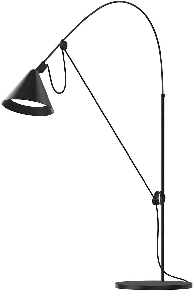 Eine moderne Tischlampe des Modells «AYNO» mit einem flexiblen Hals in Schwarz. Diese minimalistische Leuchte eignet sich besonders zur Beleuchtung von Arbeitsplätzen oder Wohnräumen.