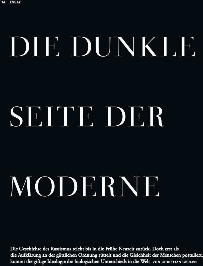 Schwarzer Hintergrund mit großem, weißem Text: 'DIE DUNKLE SEITE DER MODERNE'. Kleinere weiße Schrift am unteren Rand, die schwer lesbar ist.