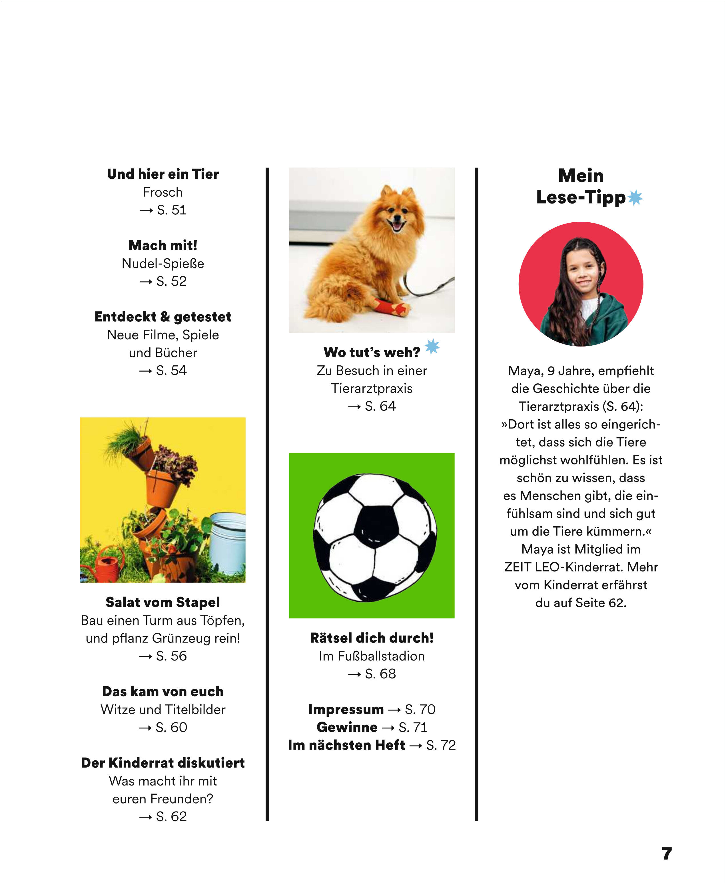 Ein Bild des Produkts 'ZEIT LEO 3/25 Schlaue Roboter', das eine Zeitschrift für Kinder zeigt. Auf dem Cover sind ein Mädchen, ein Hund und verschiedene thematische Elemente wie Fußball, Pflanzen und Bücher abgebildet. Enthält Text zu Themen wie Wissen, Roboter, Spiele und mehr.