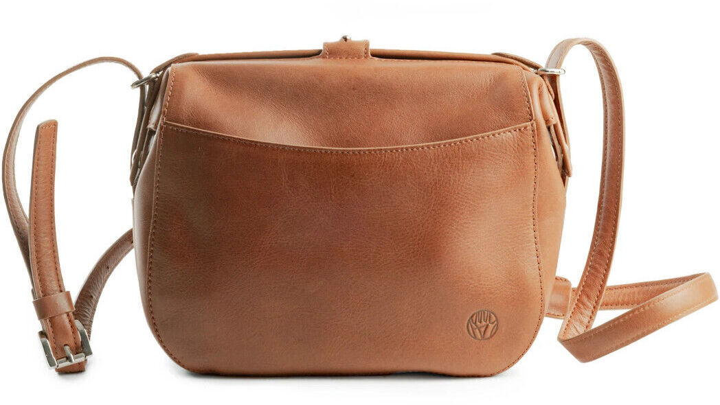 Eine elegante, braune Lederhandtasche mit Schulterriemen und schlichtem Design. Ideal für Frauen, geeignet für Alltag, Arbeit und besondere Anlässe.