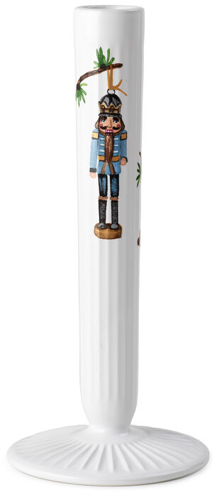 Weißer Kerzenständer »Hammershøi« von Kähler Design aus Porzellan mit Nussknacker-Dekor.