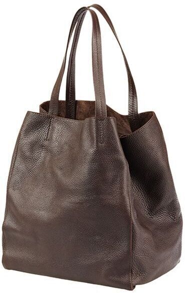 Eine braune Ledertasche der Marke ZEIT-Tasche, Modell Cep, mit zwei Henkeln. Die Tasche hat eine schlichte, minimalistische Form und besteht aus hochwertigem Leder.