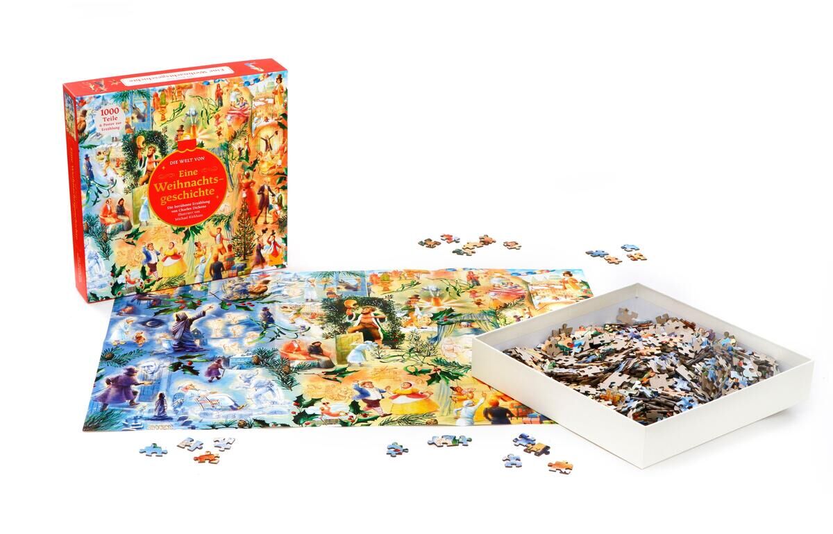 Innenansicht zu Die Welt von "Eine Weihnachtsgeschichte" - 1000 Teile Puzzle + Poster