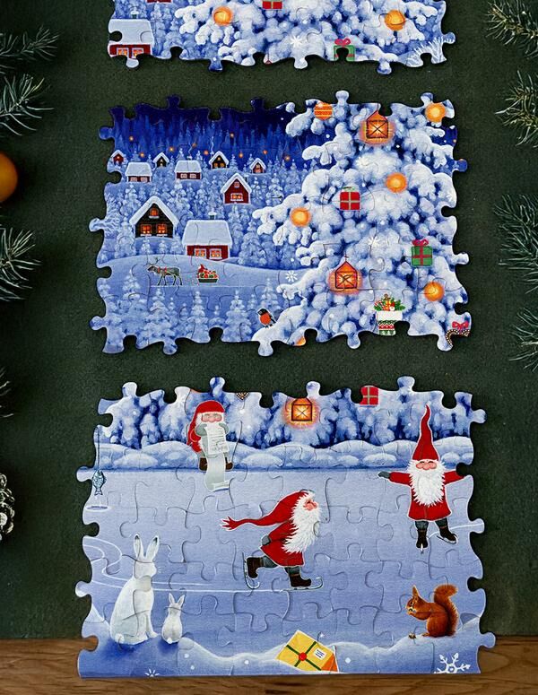 Innenansicht zu Puzzle-Adventskalender 'Tomtes Weihnachtszauber'