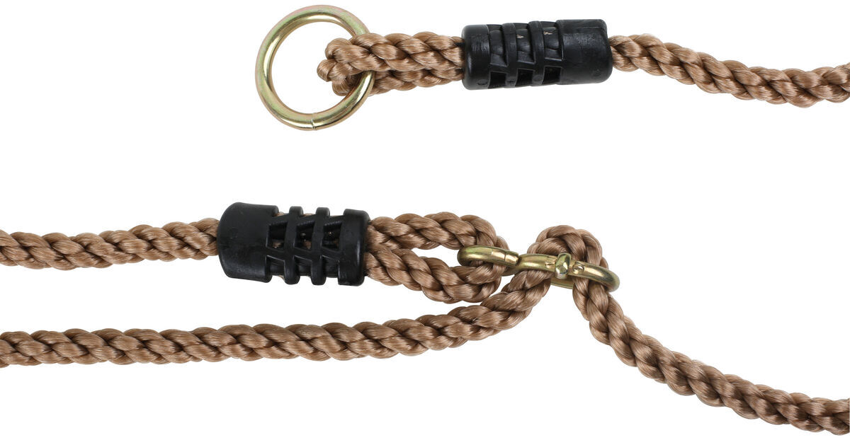 Ein stabiles Outdoor-Schaukelseil aus robustem Material mit Sicherheitsverschlüssen und Befestigungshaken.