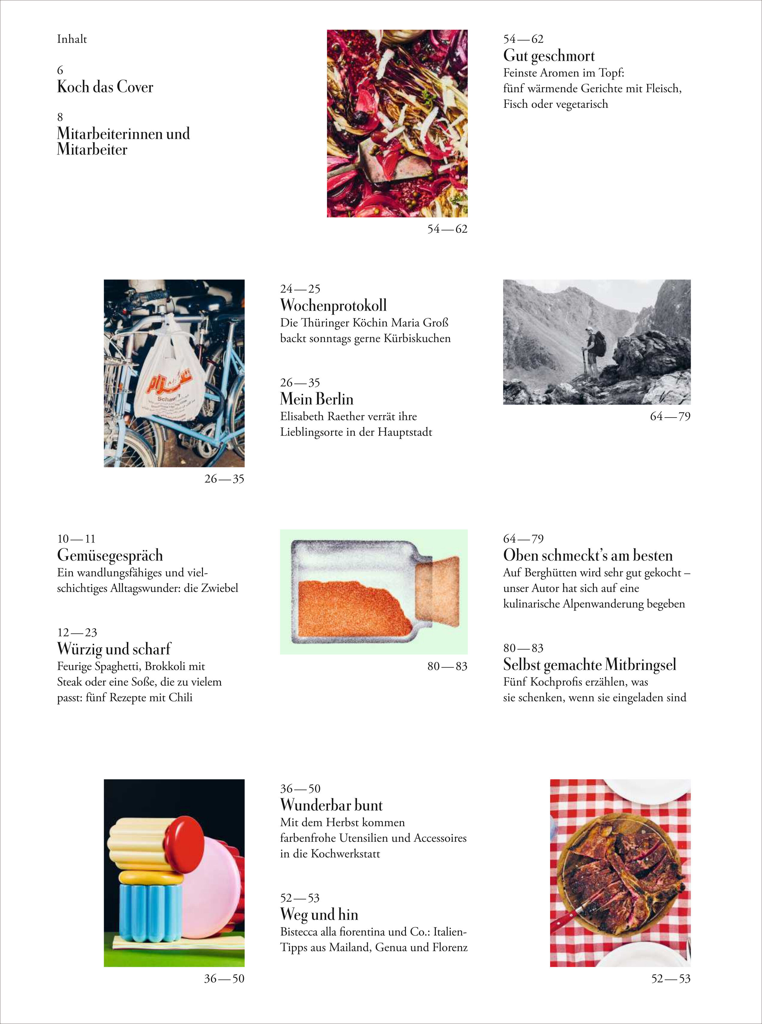 Titelseite und Inhaltsübersicht des ZEITmagazin Wochenmarkt 9/25; mehrere kleinere Farbfotografien zeigen Lebensmittel, Marktszenen, Gerichte und Personen, angeordnet um Texte mit Themen und Rezepten; klare, weiße Hintergrundfläche, moderne und vielfältige Bildsprache, geeignet für Liebhaber von Kulinarik, Märkten und regionaler Esskultur.