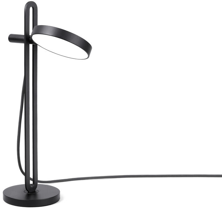 Modernes, minimalistisches Tischlampe »Echo« in schwarz mit verstellbarem Kopf und rundem Standfuß. Perfekt für Schreibtische und Nachttische.