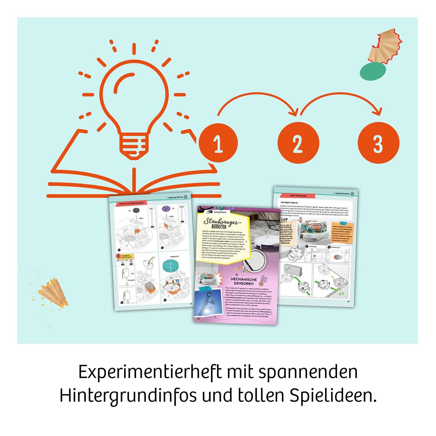 Bild von einem smarten Roboter-Staubsauger namens 'Dusty - Dein saugstarker Robo-Helfer' mit einem modernen Design. Ideal zur effizienten Bodenreinigung in Haushalten.