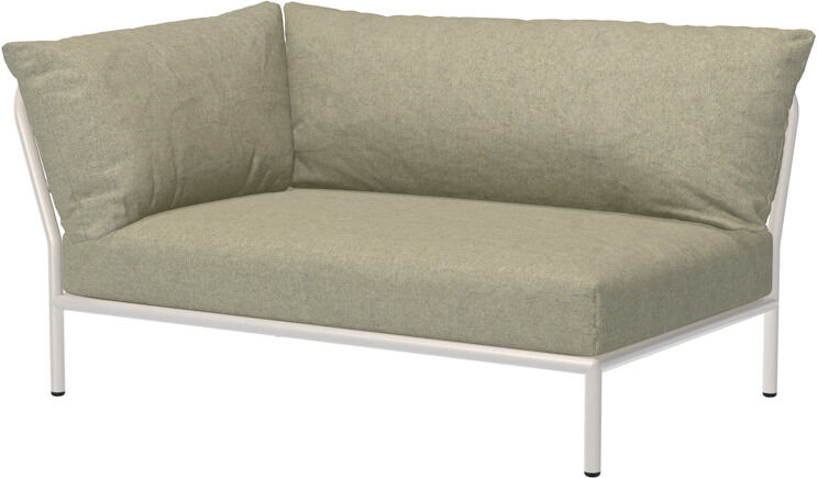 Modernes Ecksofa, Lounge »LEVEL 2«, Ecke links, mit einem Bezug in hellgrünem Stoff und einem weißen Metallrahmen, geeignet für gemütliche Inneneinrichtung.