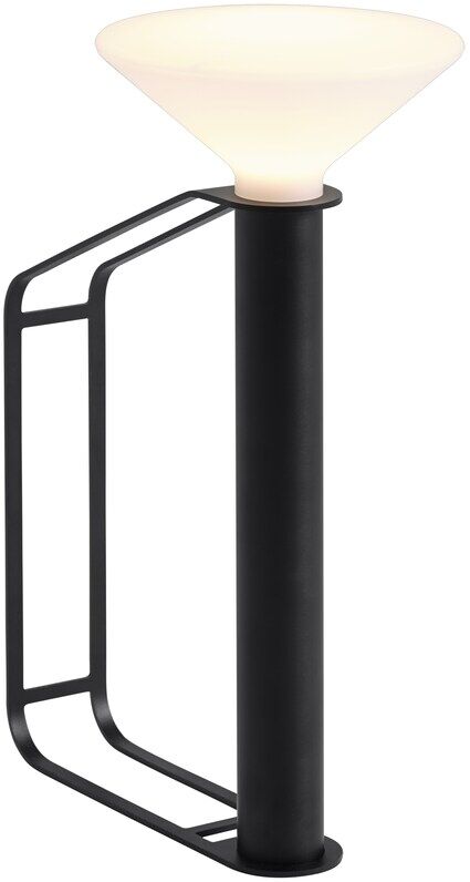 Tragbare Lampe »Piton« mit modernem Design. Schwarzer Lampenkörper und weißer Lampenschirm. Ideal für Innen- und Außenbeleuchtung.