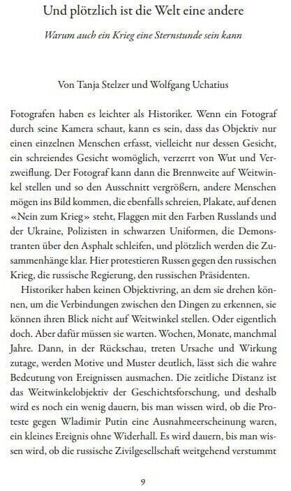 Ein Buch mit dem Titel »Und plötzlich ist die Welt eine andere: Sternstunden der Menschheit« von Tanja Stelzer und Wolfgang Uchatius. Das Cover ist schlicht und enthält den Titel und die Autoreninformation in schwarzem Text auf weißem Hintergrund.