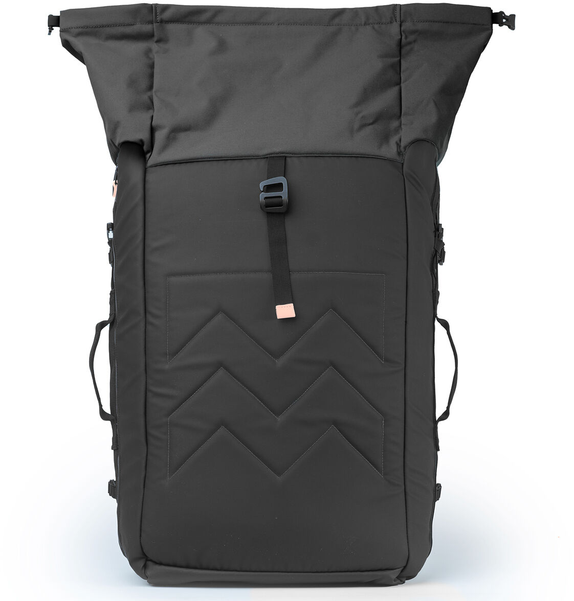 Eine schwarze und graue Duffle-Bag mit dem Namen »Smögen«, die robust und wasserfest ist. Sie hat eine große Fronttasche mit einem Reißverschluss und zusätzlichen seitlichen Griffen.